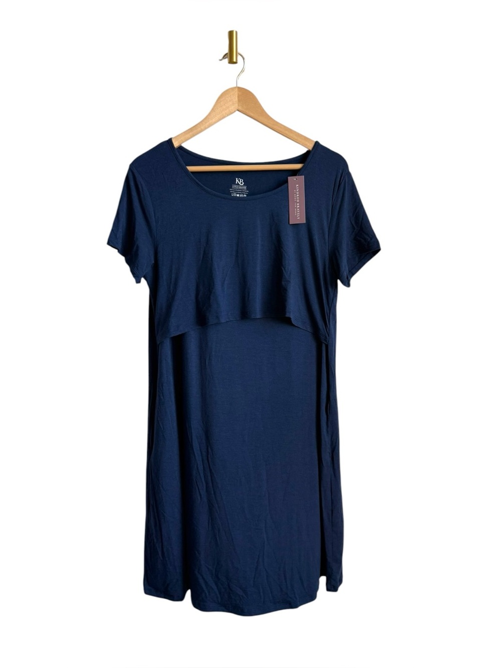 Kindred Bravely Eleanora Bamboo Maternity Nursing Lounge Dress Navy L NWT